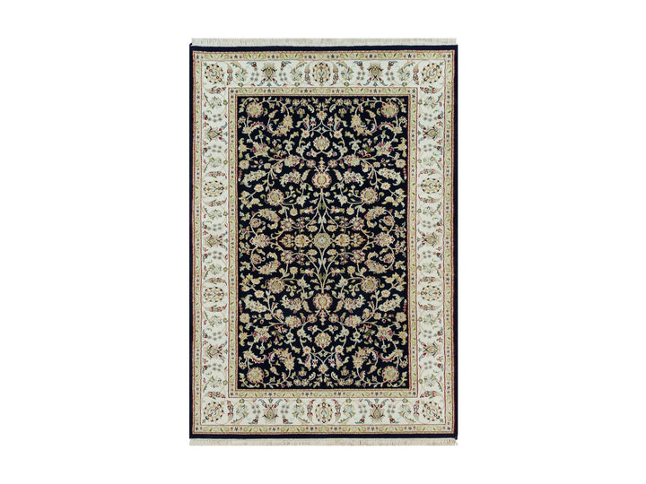 4'10" x 7'2" New Hand Knotted Blue Wool Rectangle Oriental Rug - MOA10290308