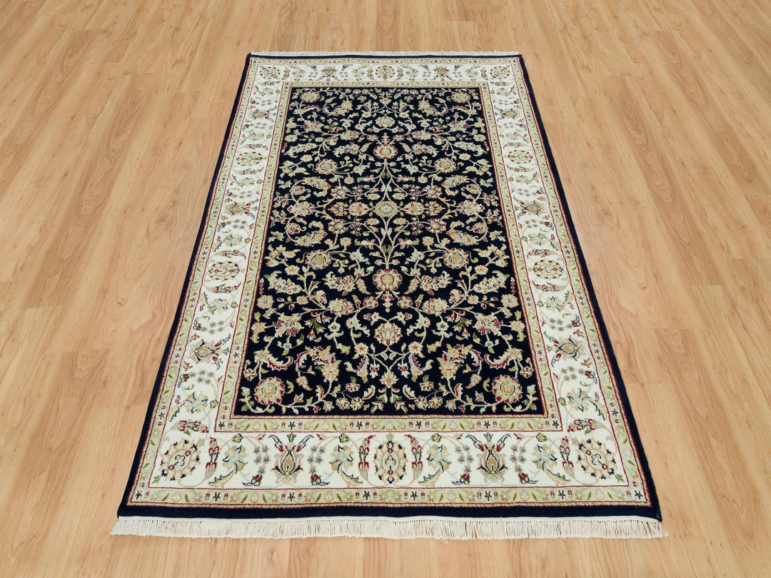 4'10" x 7'2" New Hand Knotted Blue Wool Rectangle Oriental Rug - MOA10290308