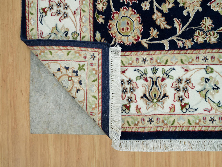 6'1" x 9'1" New Hand Knotted Blue Wool Rectangle Oriental Rug - MOA10290311