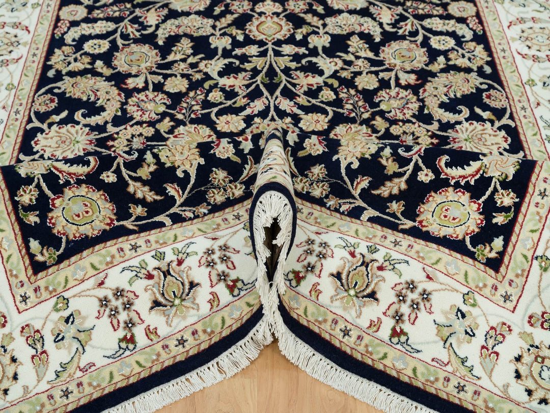 6'1" x 9'1" New Hand Knotted Blue Wool Rectangle Oriental Rug - MOA10290311