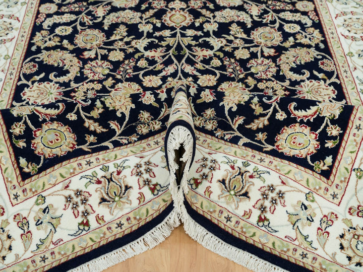 6'1" x 9'1" New Hand Knotted Blue Wool Rectangle Oriental Rug - MOA10290311