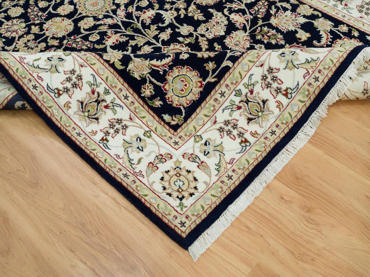 6'1" x 9'1" New Hand Knotted Blue Wool Rectangle Oriental Rug - MOA10290311