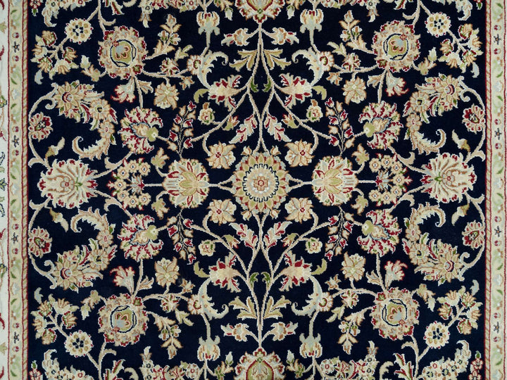 6'1" x 9'1" New Hand Knotted Blue Wool Rectangle Oriental Rug - MOA10290311