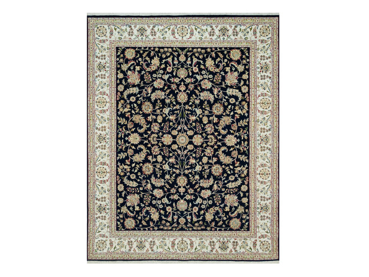 7'9" x 10'0" New Hand Knotted Blue Wool Rectangle Oriental Rug - MOA10290316