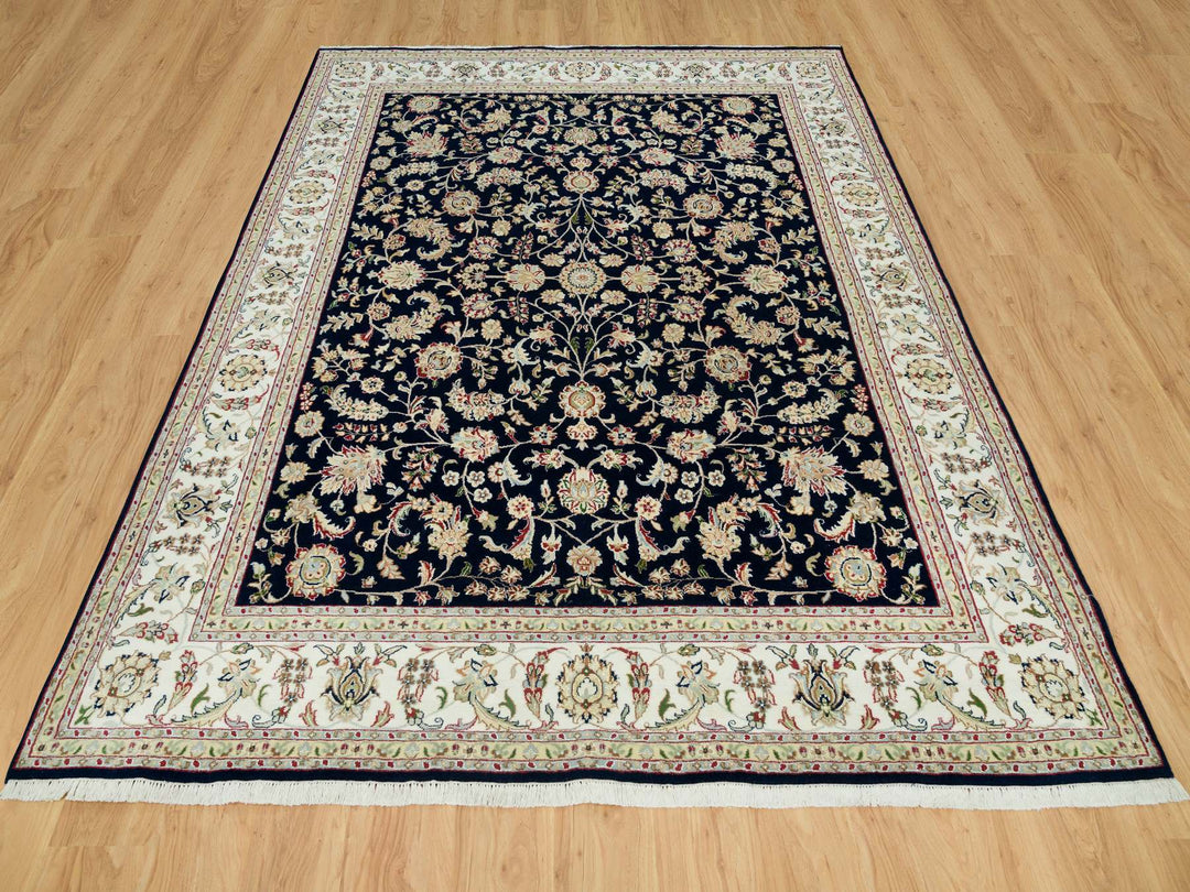 7'9" x 10'0" New Hand Knotted Blue Wool Rectangle Oriental Rug - MOA10290316