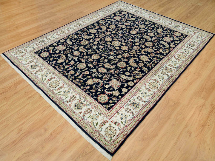 7'9" x 10'0" New Hand Knotted Blue Wool Rectangle Oriental Rug - MOA10290316