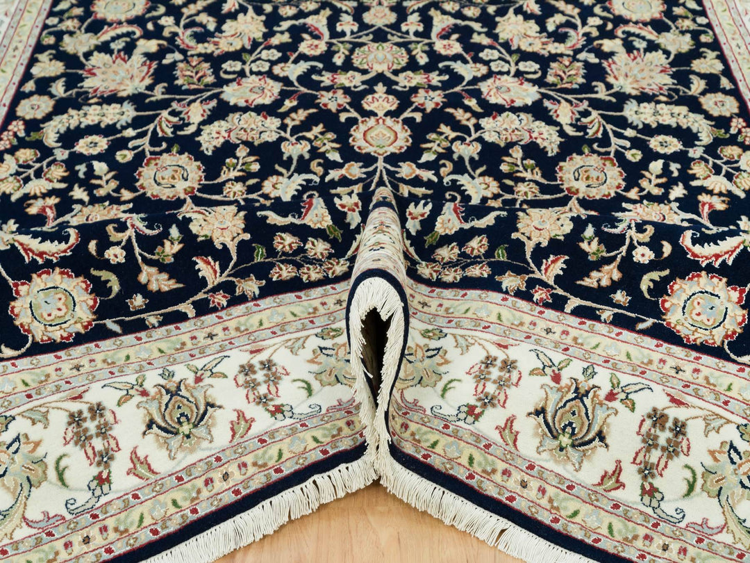 7'9" x 10'0" New Hand Knotted Blue Wool Rectangle Oriental Rug - MOA10290316