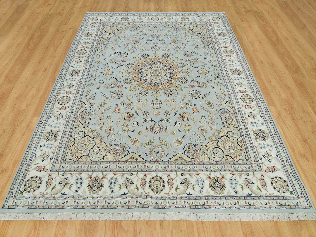 7'7" x 9'9" New Hand Knotted Grey Wool Rectangle Oriental Rug - MOA10290319