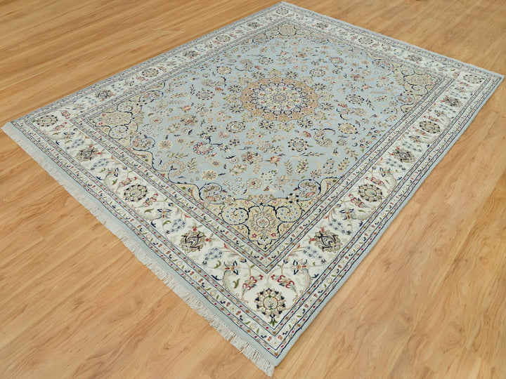 7'7" x 9'9" New Hand Knotted Grey Wool Rectangle Oriental Rug - MOA10290319