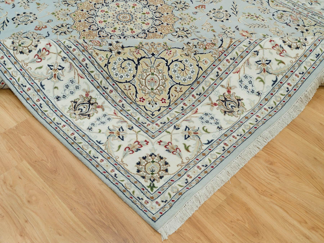 7'7" x 9'9" New Hand Knotted Grey Wool Rectangle Oriental Rug - MOA10290319