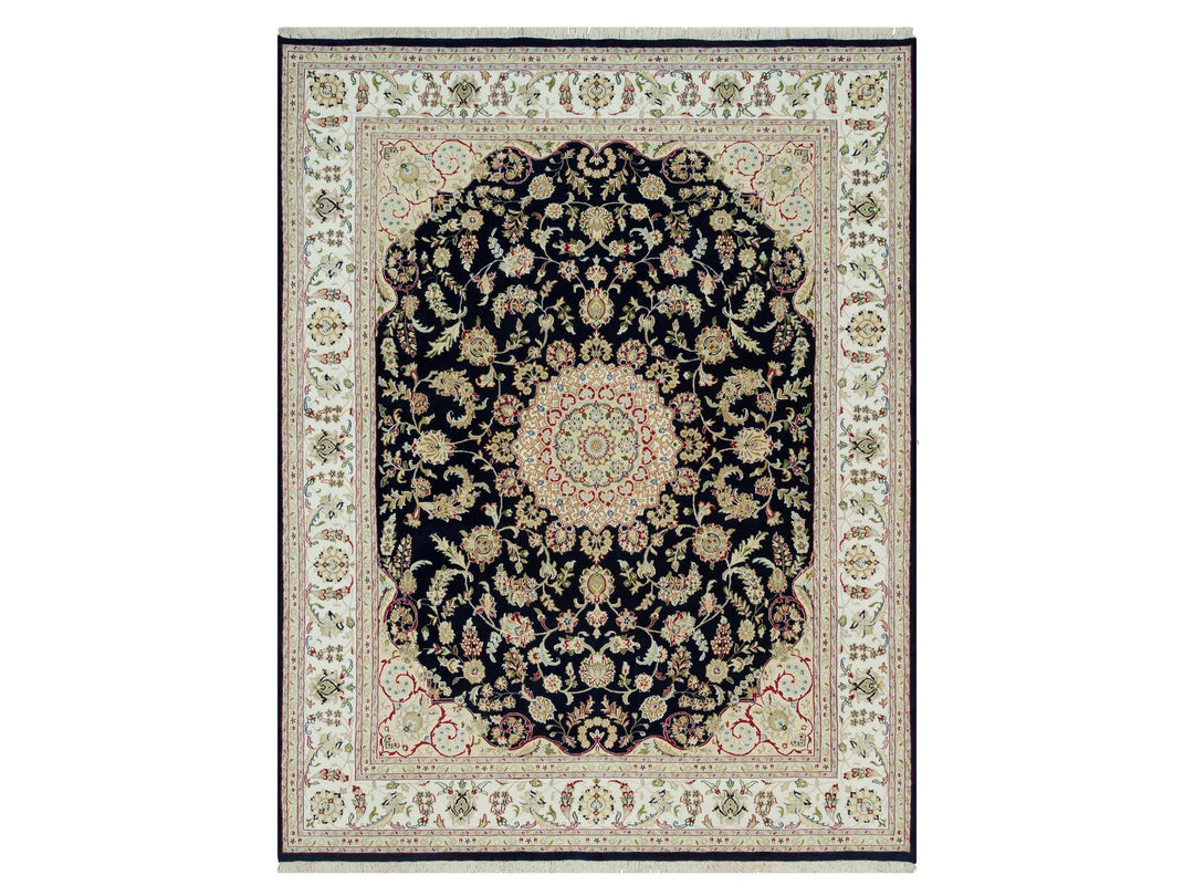 7'11" x 10'1" New Hand Knotted Blue Wool Rectangle Oriental Rug - MOA10290320