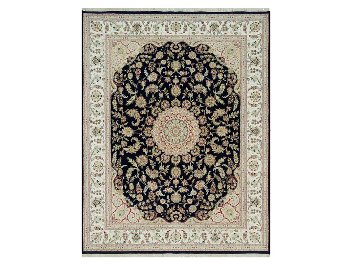 7'11" x 10'1" New Hand Knotted Blue Wool Rectangle Oriental Rug - MOA10290320
