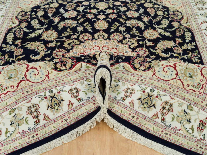 7'11" x 10'1" New Hand Knotted Blue Wool Rectangle Oriental Rug - MOA10290320
