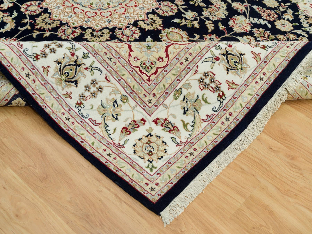 7'11" x 10'1" New Hand Knotted Blue Wool Rectangle Oriental Rug - MOA10290320