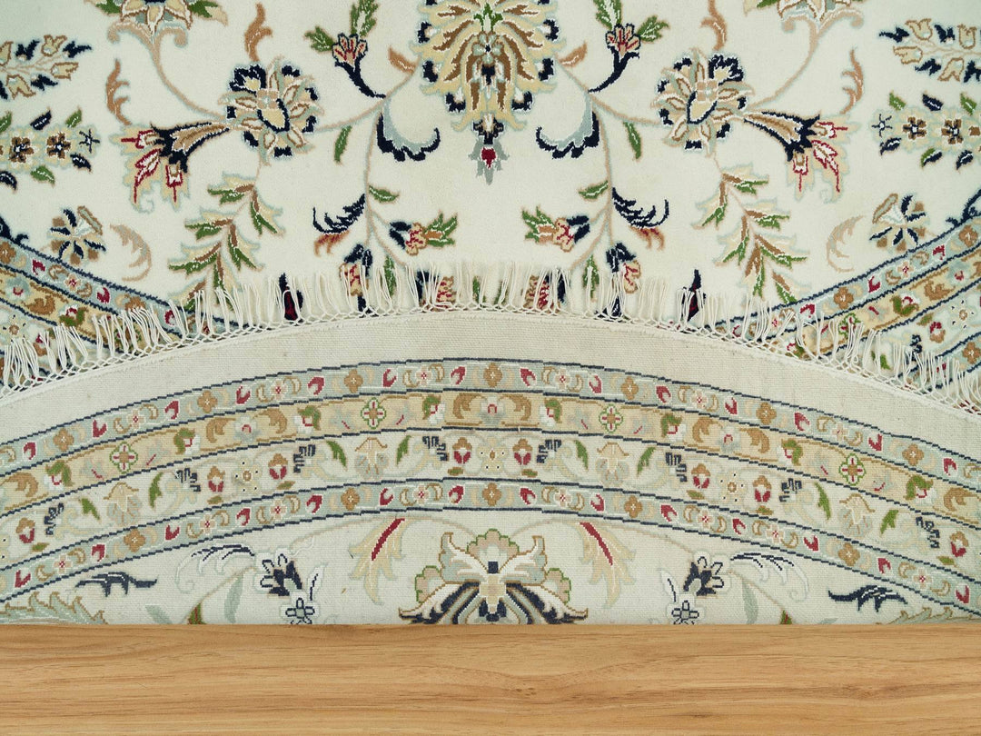 12'0" x 12'0" New Hand Knotted Ivory Wool Round Oriental Rug - MOA10290329