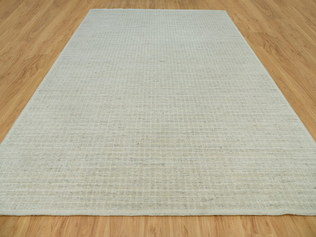 10'0" x 13'9" New Hand Loomed Ivory Wool Rectangle Oriental Rug - MOA10290341