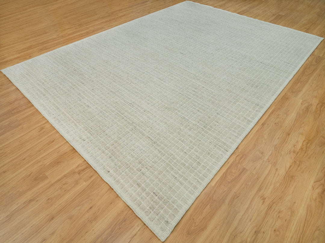 10'0" x 13'9" New Hand Loomed Ivory Wool Rectangle Oriental Rug - MOA10290341