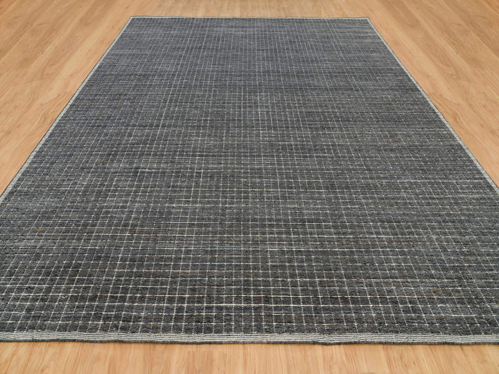 11'11" x 14'9" New Hand Loomed Grey Wool Rectangle Oriental Rug - MOA10290345