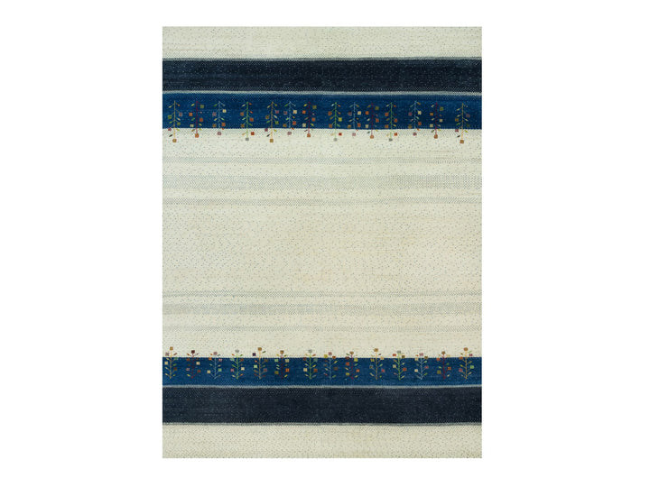 8'11" x 12'1" New Hand Knotted Ivory Wool Rectangle Oriental Rug - MOA10290385