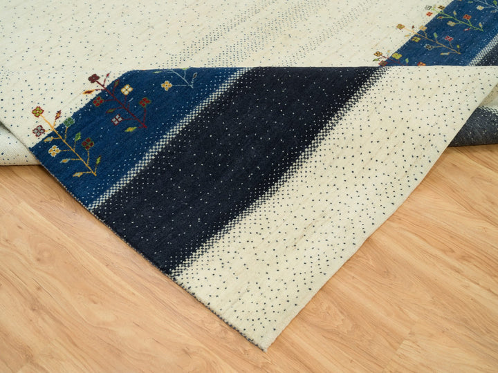8'11" x 12'1" New Hand Knotted Ivory Wool Rectangle Oriental Rug - MOA10290385