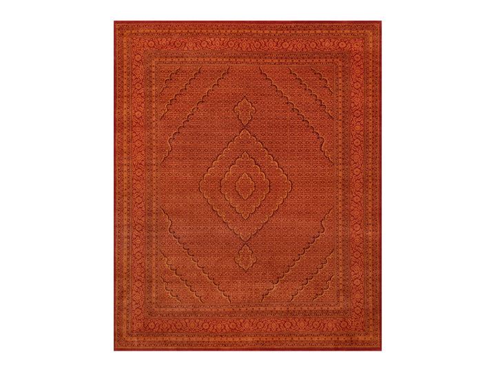 8'1" x 10'1" New Hand Knotted Orange Wool Rectangle Oriental Rug - MOA10290390