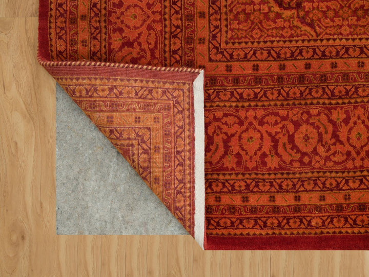 8'1" x 10'1" New Hand Knotted Orange Wool Rectangle Oriental Rug - MOA10290390