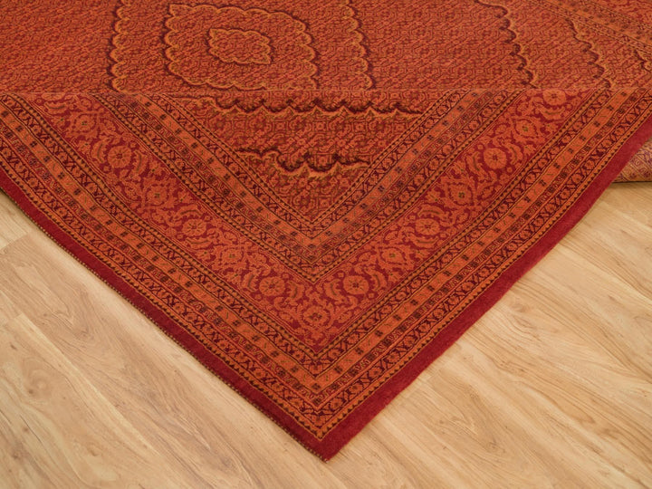 8'1" x 10'1" New Hand Knotted Orange Wool Rectangle Oriental Rug - MOA10290390