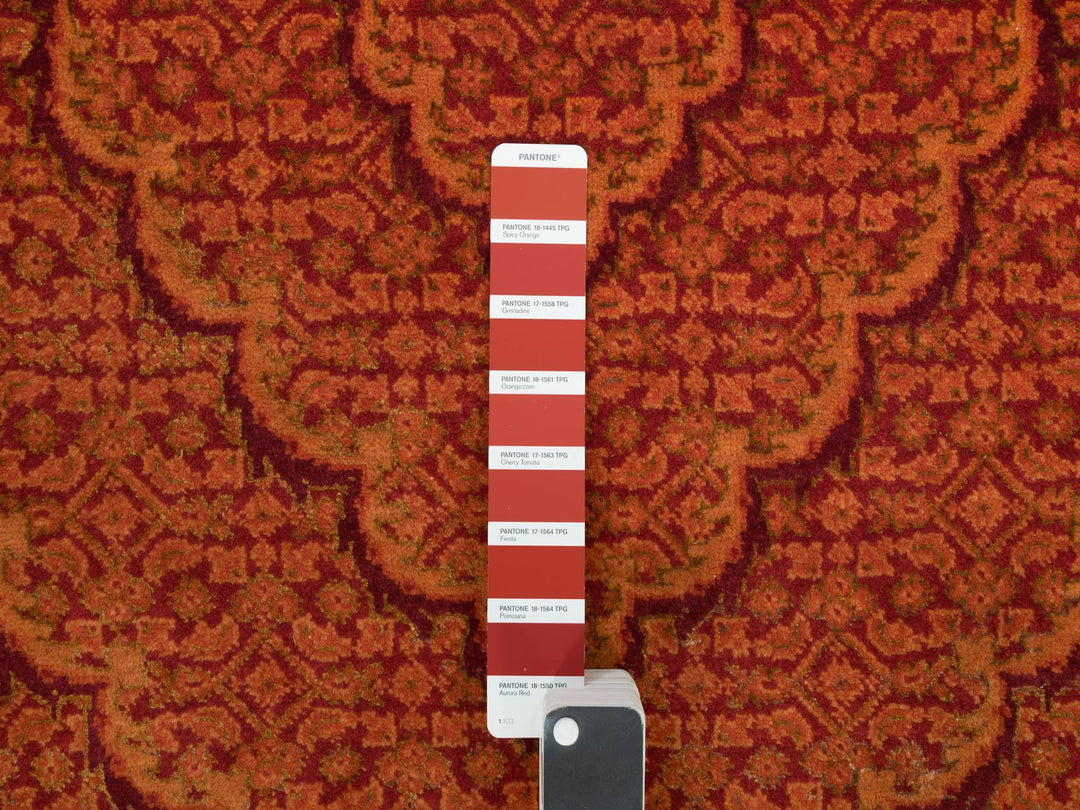 8'1" x 10'1" New Hand Knotted Orange Wool Rectangle Oriental Rug - MOA10290390