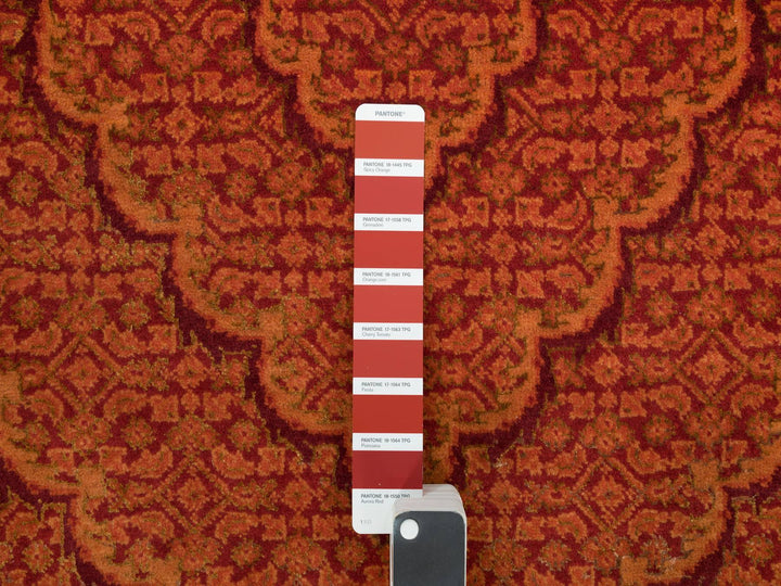 8'1" x 10'1" New Hand Knotted Orange Wool Rectangle Oriental Rug - MOA10290390