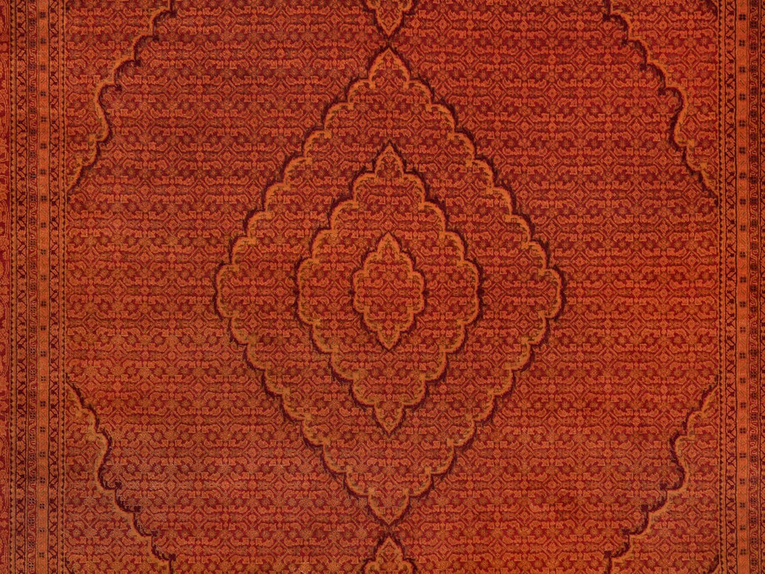 8'1" x 10'1" New Hand Knotted Orange Wool Rectangle Oriental Rug - MOA10290390