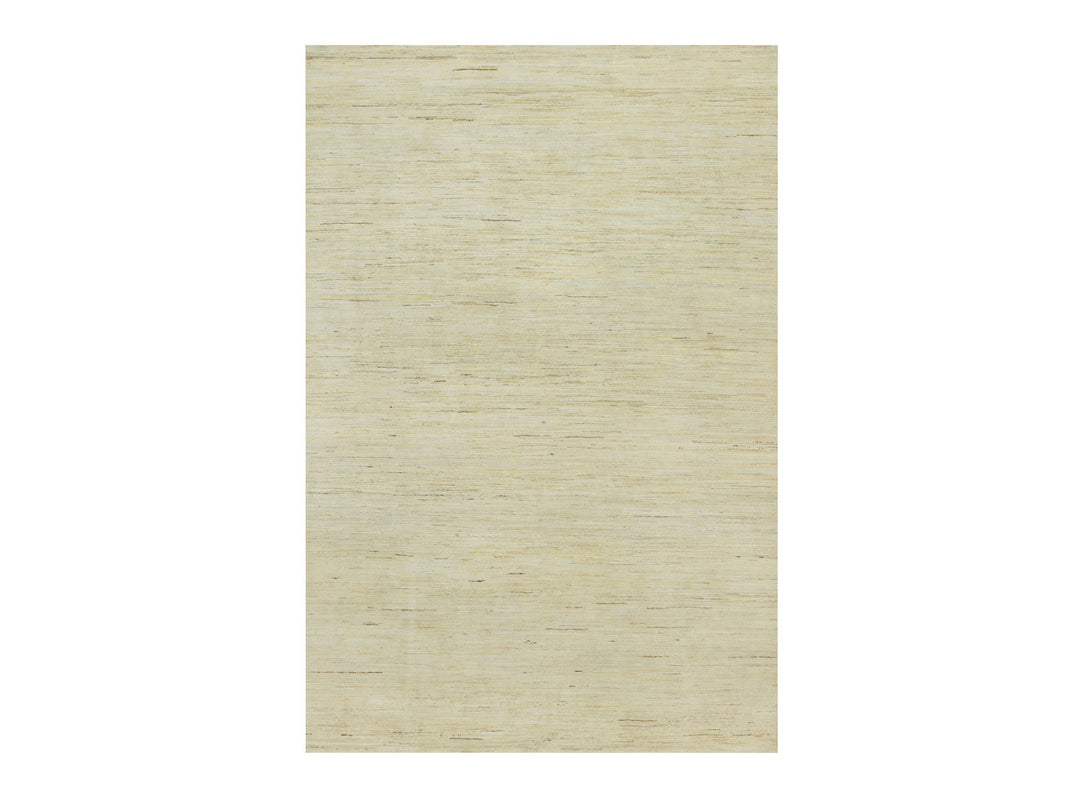 6'0" x 9'0" New Hand Knotted Ivory Wool Rectangle Oriental Rug - MOA10290392
