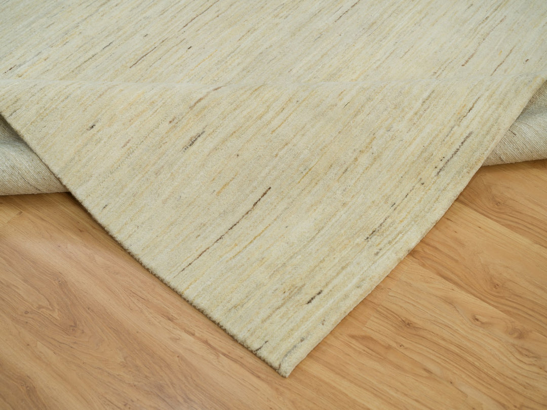6'0" x 9'0" New Hand Knotted Ivory Wool Rectangle Oriental Rug - MOA10290392