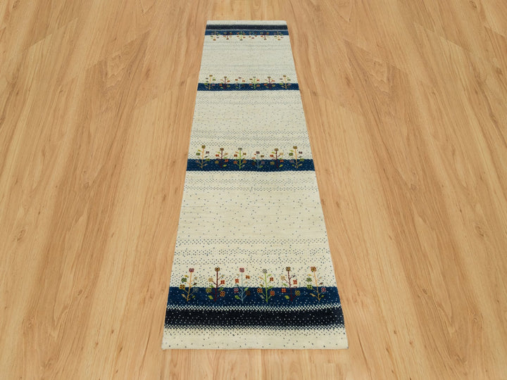 2'7" x 9'6" New Hand Knotted Ivory Wool Runner Oriental Rug - MOA10290396