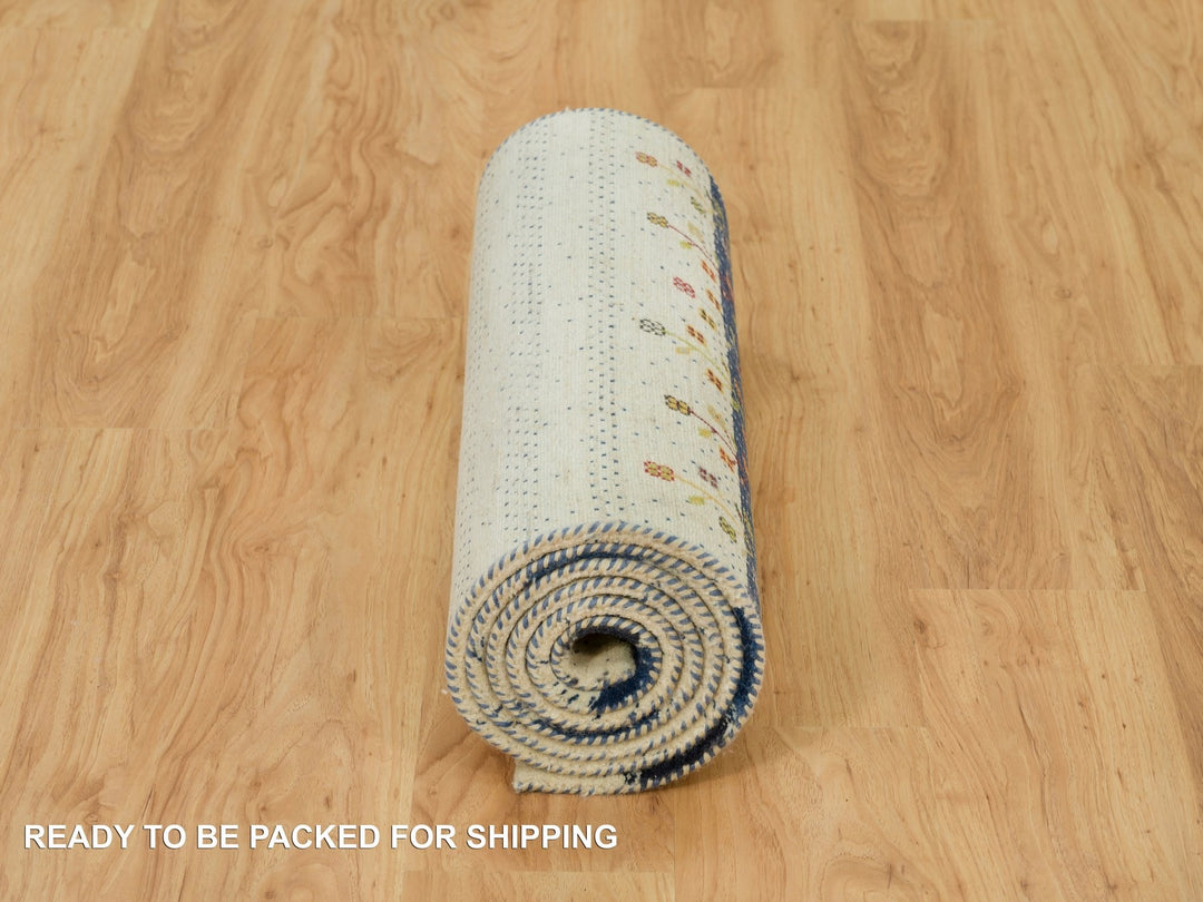 2'7" x 9'6" New Hand Knotted Ivory Wool Runner Oriental Rug - MOA10290396