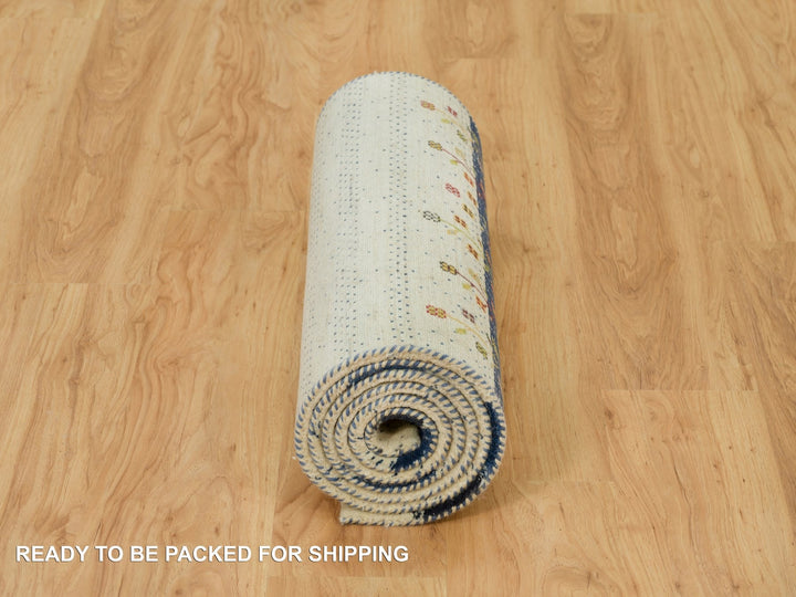 2'7" x 9'6" New Hand Knotted Ivory Wool Runner Oriental Rug - MOA10290396
