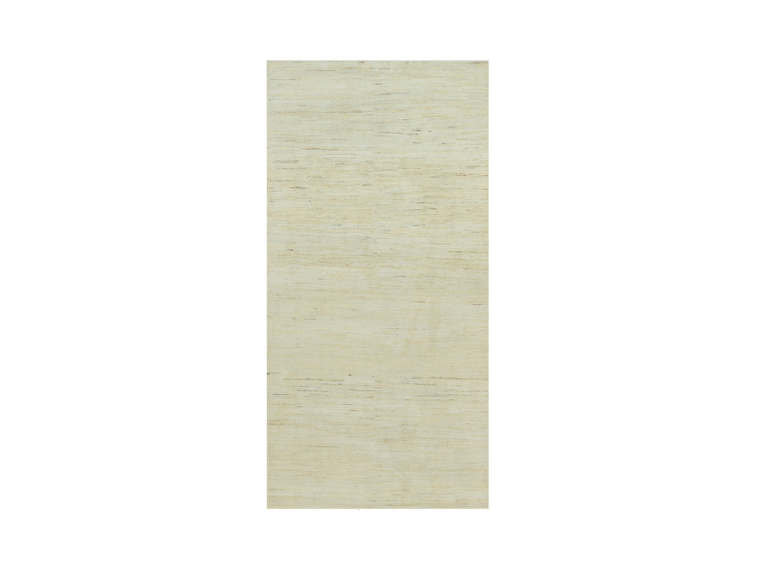 3'11" x 7'11" New Hand Knotted Ivory Wool Runner Oriental Rug - MOA10290398