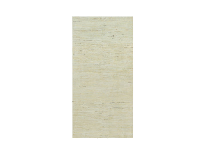 3'11" x 7'11" New Hand Knotted Ivory Wool Runner Oriental Rug - MOA10290398