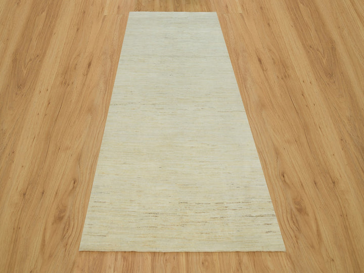 4'1" x 9'11" New Hand Knotted Ivory Wool Runner Oriental Rug - MOA10290399