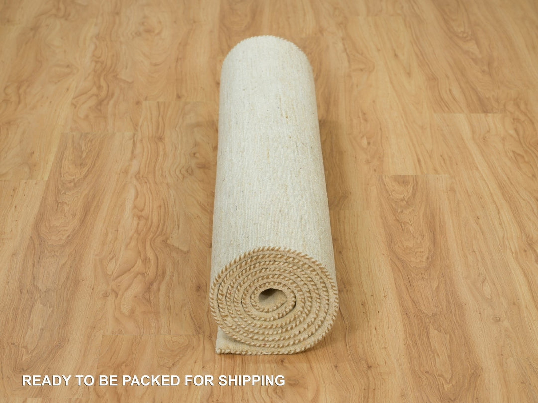 4'1" x 9'11" New Hand Knotted Ivory Wool Runner Oriental Rug - MOA10290399