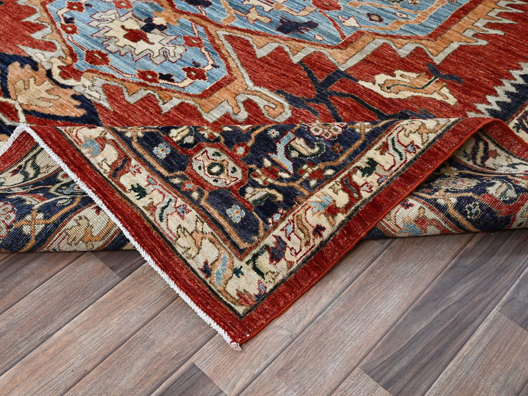 8'1" x 9'8" New Hand Knotted Red Wool Rectangle Oriental Rug - MOA102903