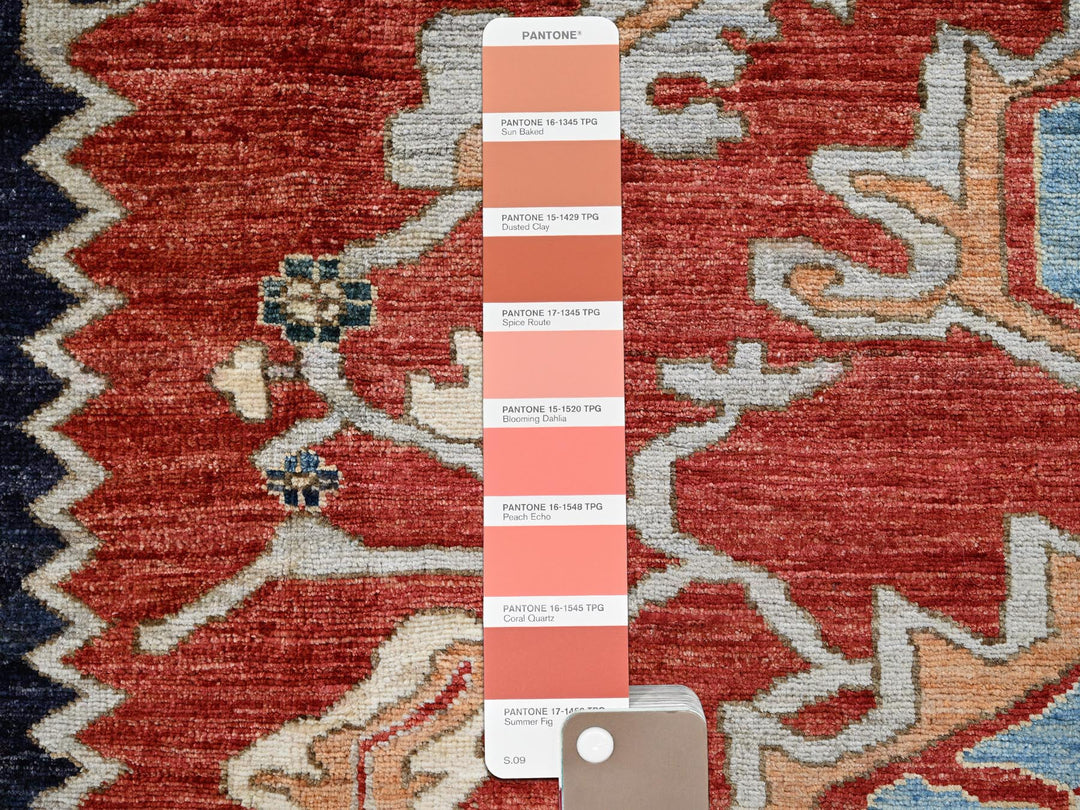 8'1" x 9'8" New Hand Knotted Red Wool Rectangle Oriental Rug - MOA102903
