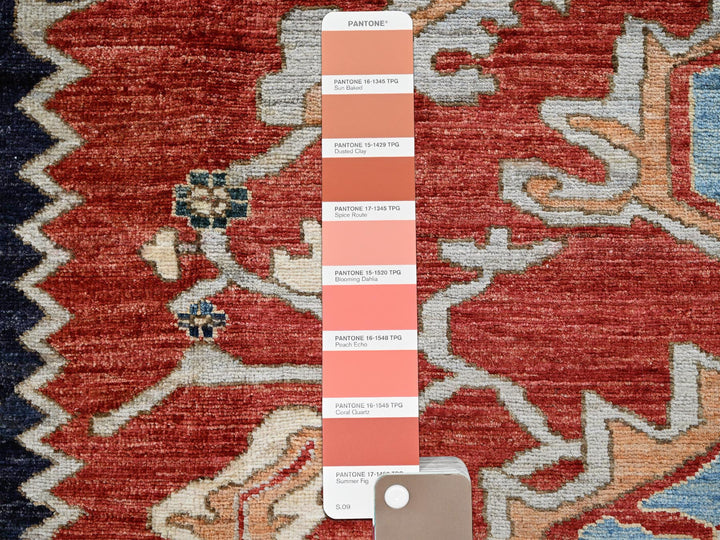 8'1" x 9'8" New Hand Knotted Red Wool Rectangle Oriental Rug - MOA102903