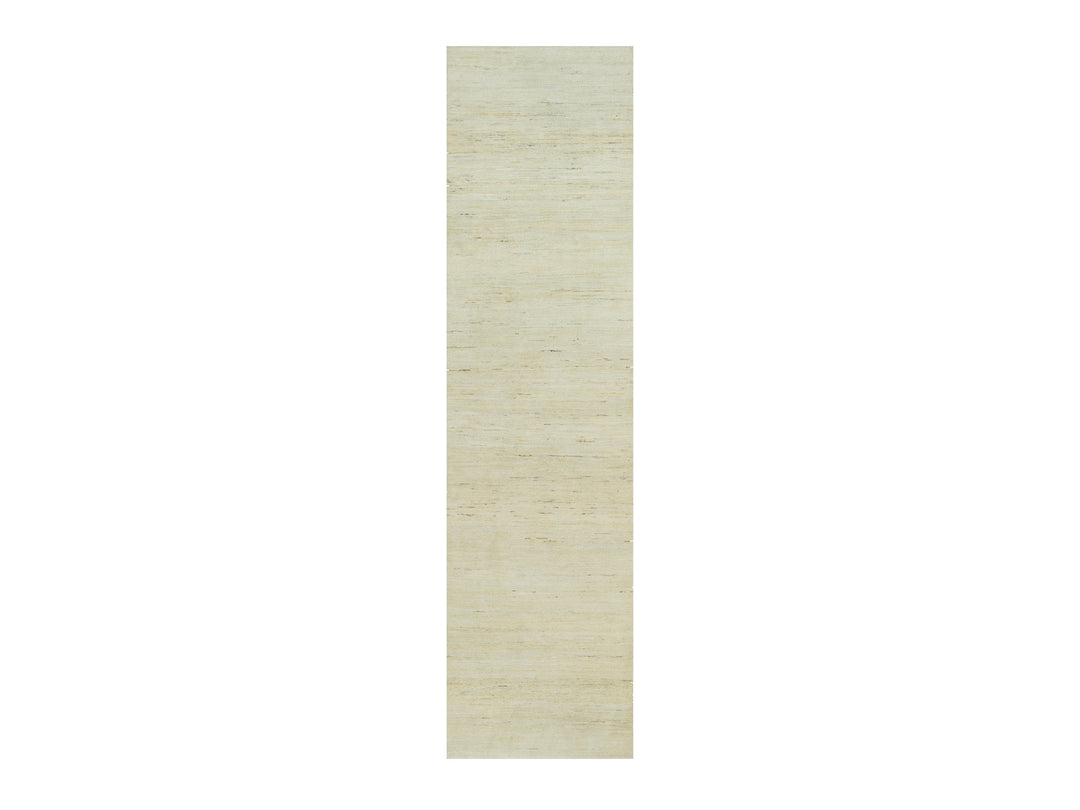 2'7" x 10'0" New Hand Knotted Ivory Wool Runner Oriental Rug - MOA10290401
