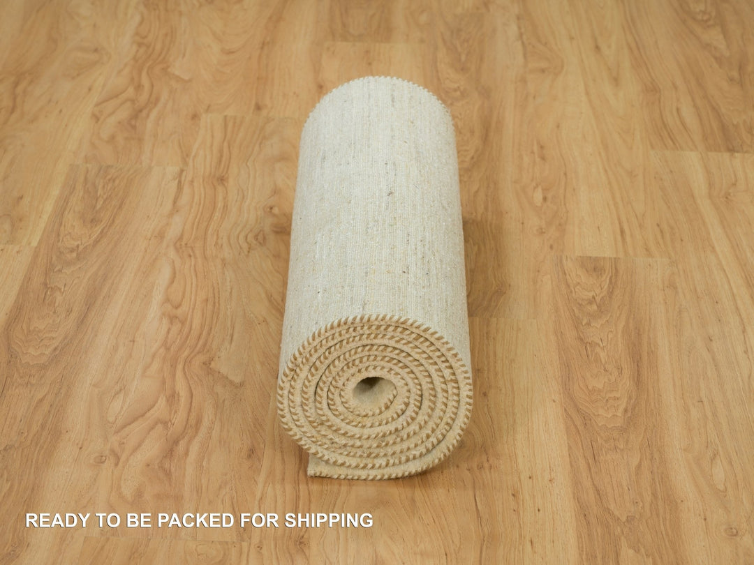 2'7" x 10'0" New Hand Knotted Ivory Wool Runner Oriental Rug - MOA10290401