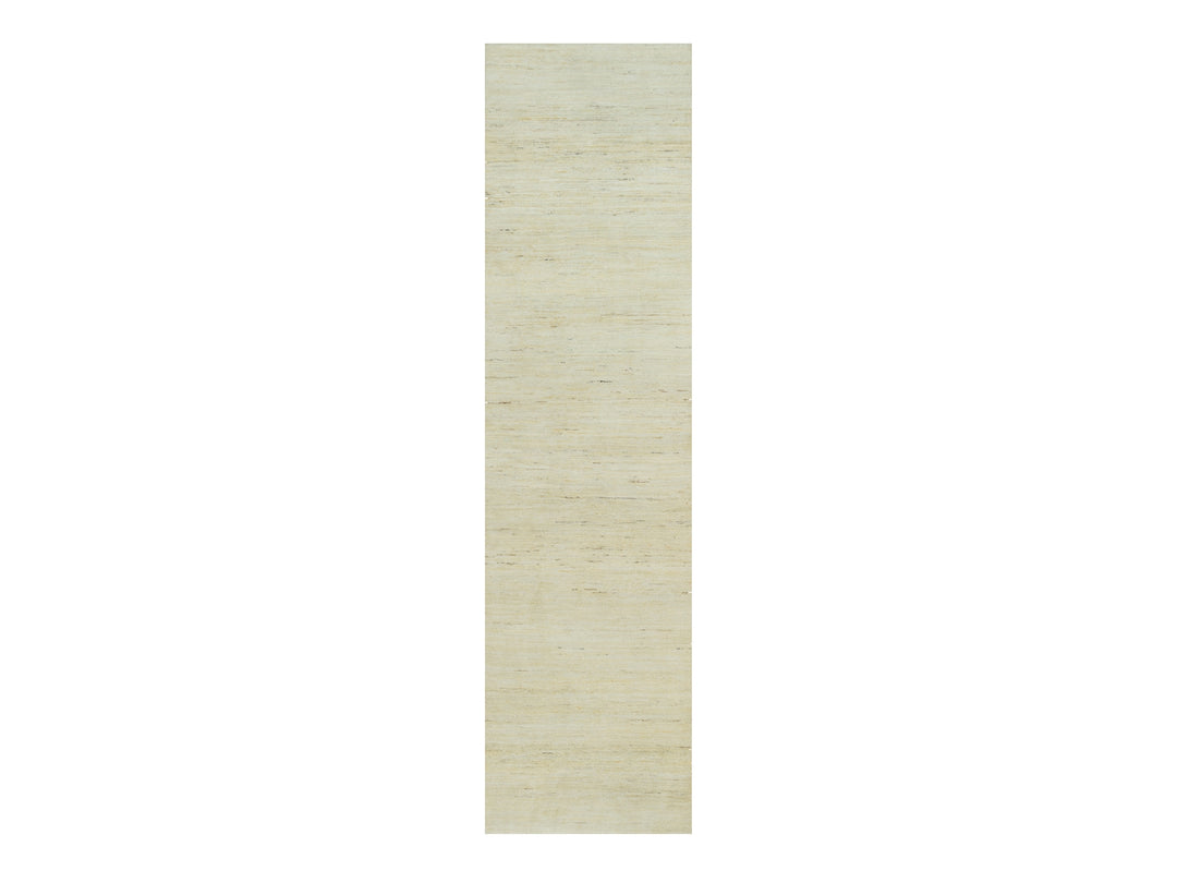 2'6" x 10'0" New Hand Knotted Ivory Wool Runner Oriental Rug - MOA10290402