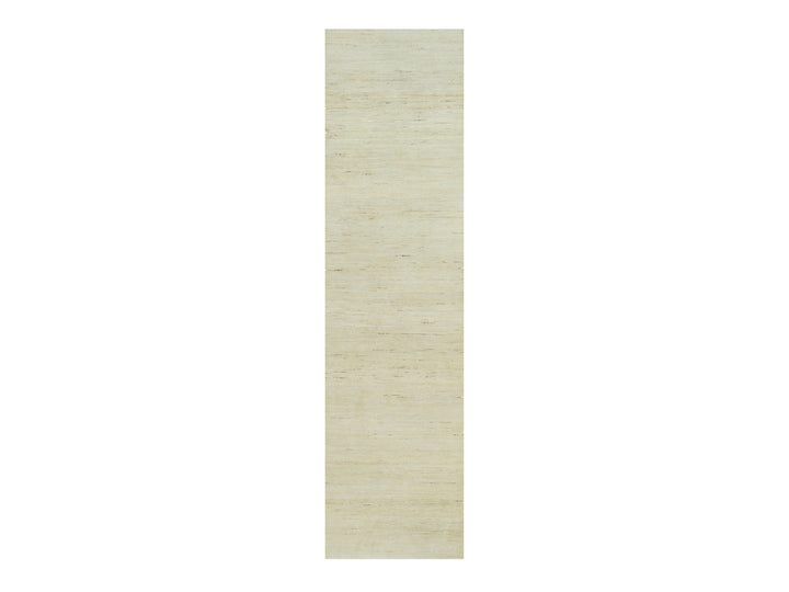 2'6" x 10'0" New Hand Knotted Ivory Wool Runner Oriental Rug - MOA10290402