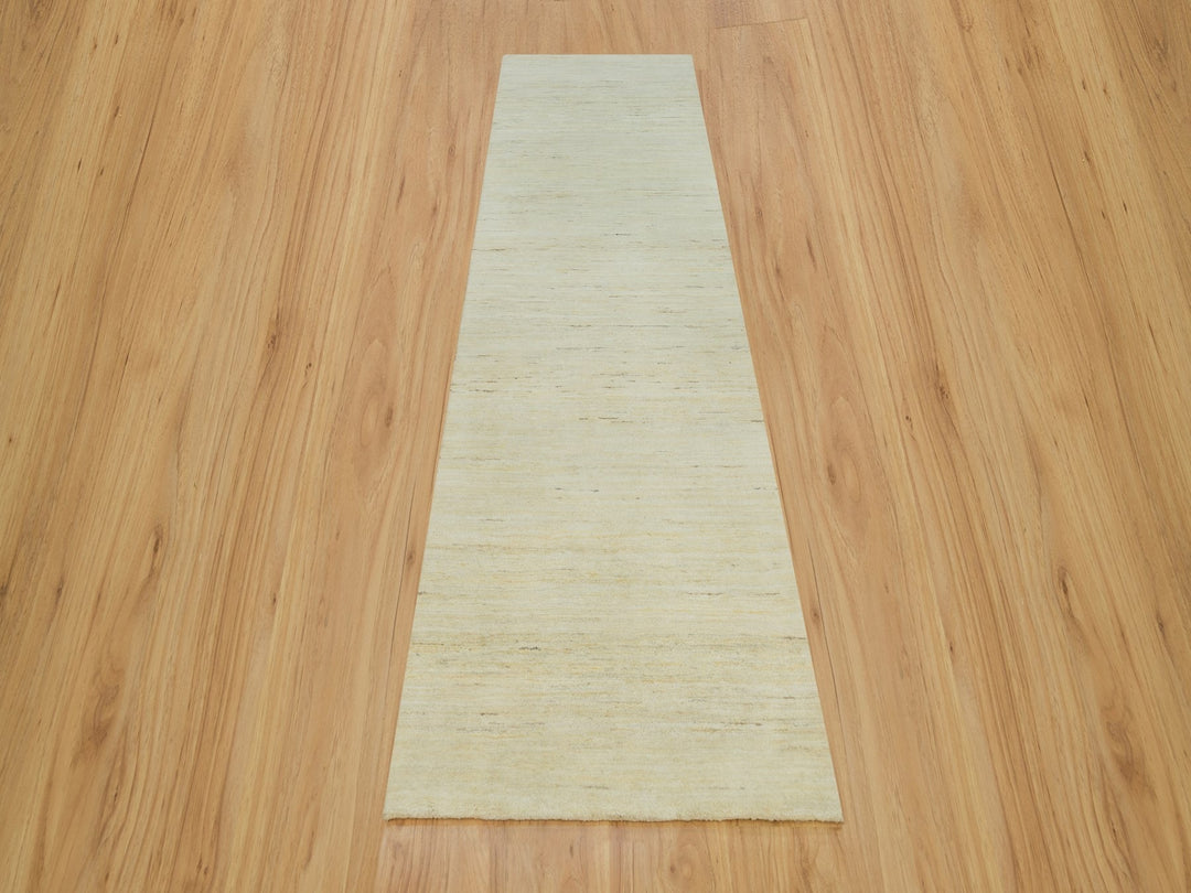 2'6" x 10'0" New Hand Knotted Ivory Wool Runner Oriental Rug - MOA10290402