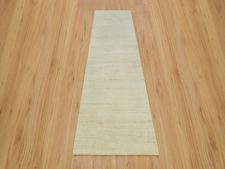 2'6" x 10'0" New Hand Knotted Ivory Wool Runner Oriental Rug - MOA10290402