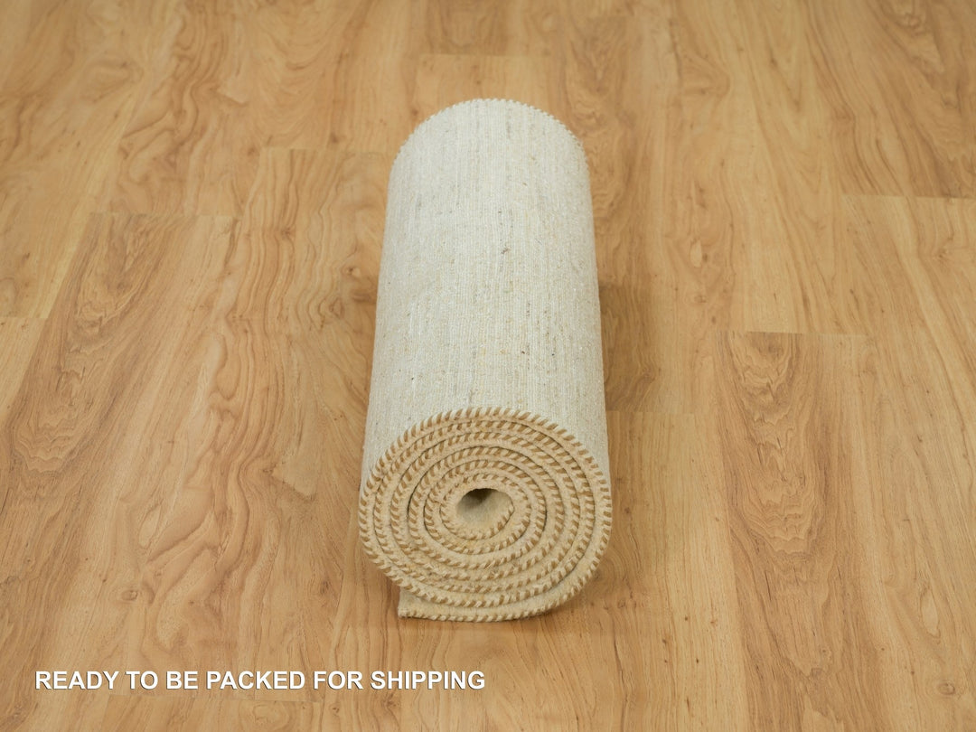 2'6" x 10'0" New Hand Knotted Ivory Wool Runner Oriental Rug - MOA10290402