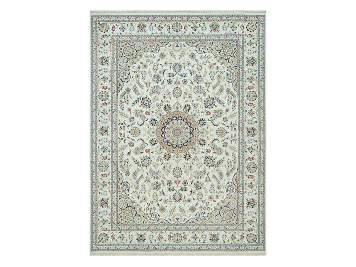 8'8" x 12'1" New Hand Knotted Ivory Wool Rectangle Oriental Rug - MOA10290409